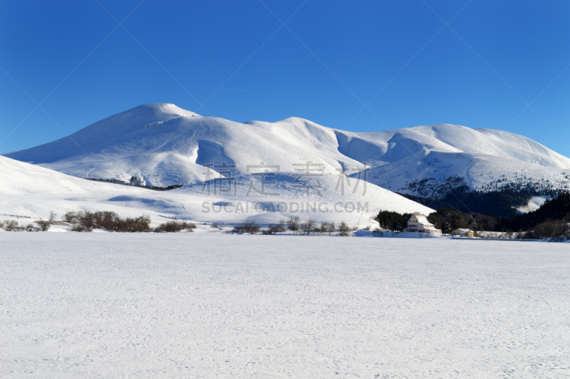 雪,湖,火山,冬天,山,国内著名景点,寒冷,视角,法国,雪山