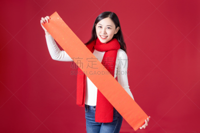 春节,概念,毛衣,传统,空的,背景分离,新年前夕,一个人,红色背景,传统节日