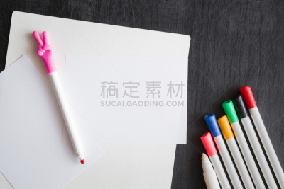 概念,艺术,文字,水笔,彩色图片,空的,黑色,桌子,白皮书,画画