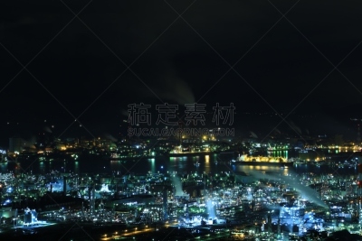 夜晚,工厂,工业区,水平画幅,无人,制造机器,户外,金属,光,工业