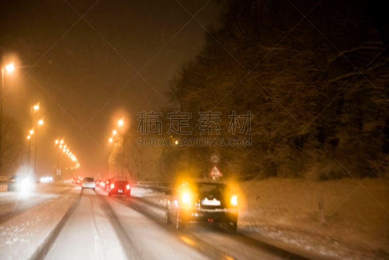 夜晚,交通堵塞,大风雪,推铅球,混沌,留白,雪,陆用车,夜生活,冬天