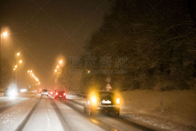 夜晚,交通堵塞,大风雪,推铅球,混沌,留白,雪,陆用车,夜生活,冬天