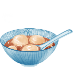 餐饮美食新年春节瓷碗汤圆手绘风动态贴纸