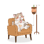 餐饮美食卡通小猫插画创意手绘动态贴纸小猫