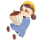 餐饮美食蛋糕女孩卡通小人物插画手绘动态贴纸