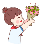 教育培训教师节女孩献礼送花手绘扁平风动态贴纸