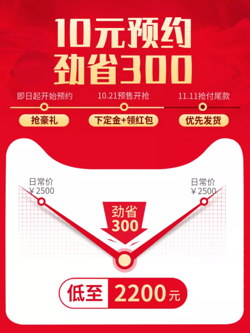 双十一预售时间线预约立省活动主图预览效果
