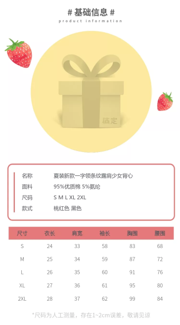详情页商品信息服饰尺码表模块预览效果