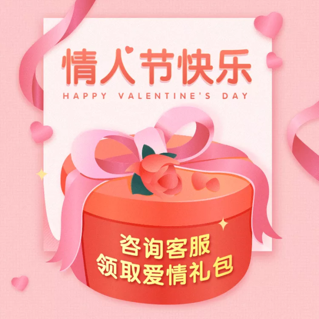 情人节礼物促销咨询客服活动主图预览效果