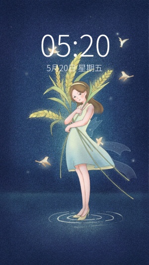 唯美插画女孩手机壁纸