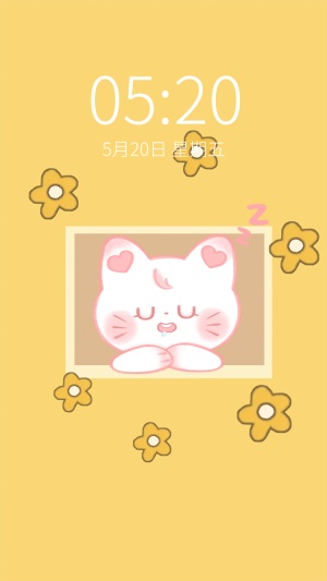 520可爱猫猫插画情侣手机壁纸套系