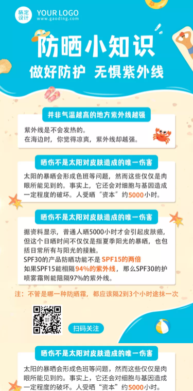 夏季专题防嗮小知识可延长海报