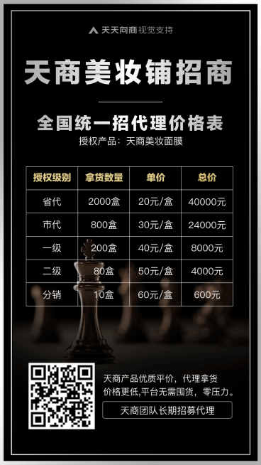 店铺招商代理价格表预览效果