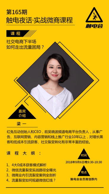 实战微商培训黄色简约海报预览效果